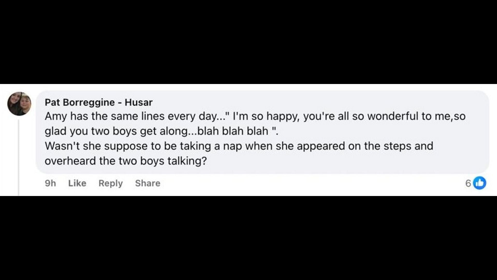 A post made by a fan, saying Amy had the same lines everyday (Image via Facebook/The Young and the Restless)